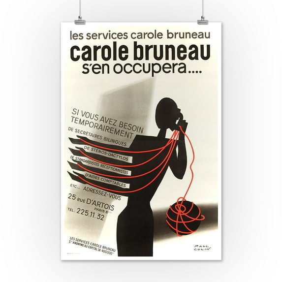 Carole Bruneau Vintage Poster (artist: Colin, P) France c. 1966 (12x18 Art Print, Wall Decor Travel Poster)