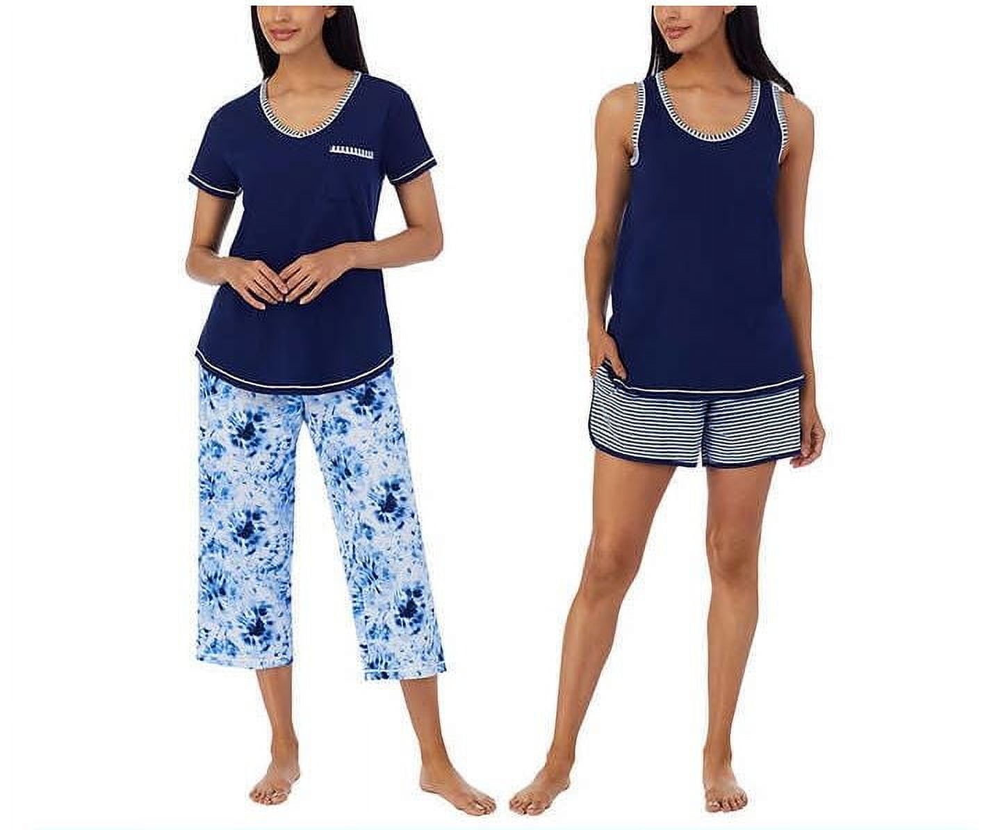 Carole Hochman Women's 4 Piece Pajama Set Tank Top, Short Sleeve Top