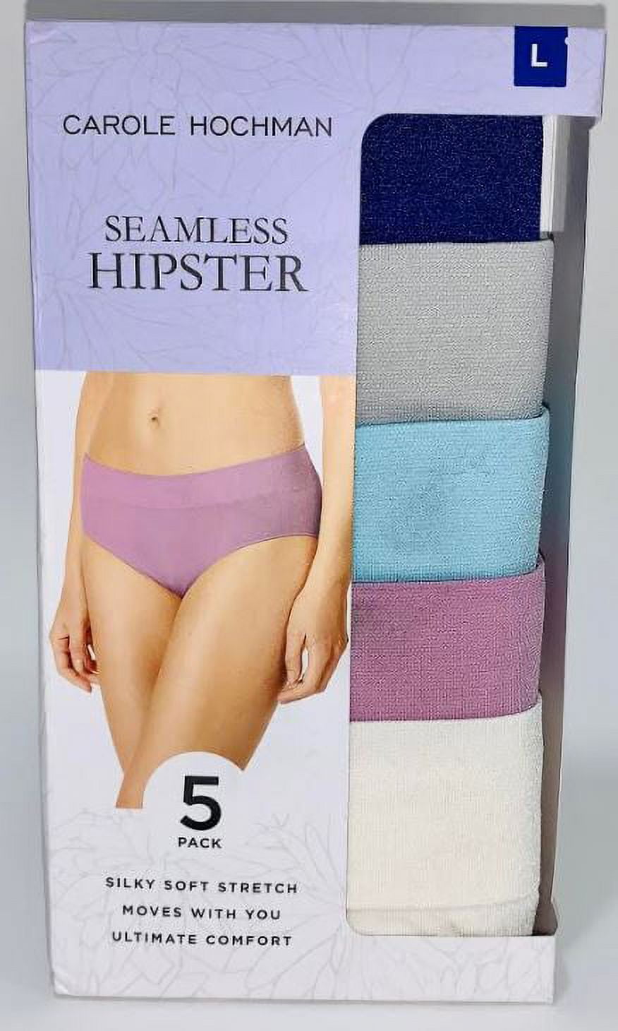 Carole Hochman Ladies' 5-Pack Seamless Hipster Panty, Multicolor, Large -  NEW 