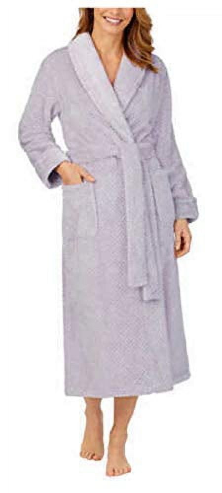 Carole Hochman Ladies Plush Wrap Soft Warm Long Robe Pink Pocket Faux Fur L  New