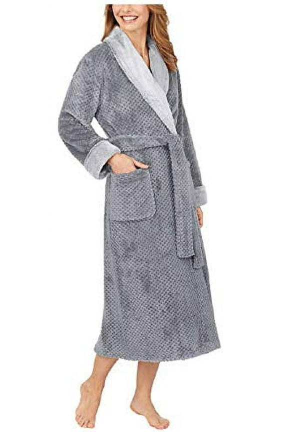 Ladies' Plush Wrap Robe (M, Grey)