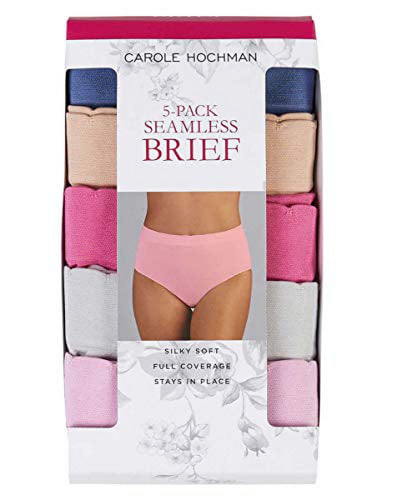 Carole Hochman Ladies' Seamless Brief, 5-Pack, Variety  (Pink,Blue,Nude,Magenta,Gray, Medium)