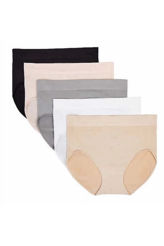 Ladies' Seamless Brief, 5-pack Size: XL, Color: Black/Misty Rose/Light Gray/Beige/Creme
