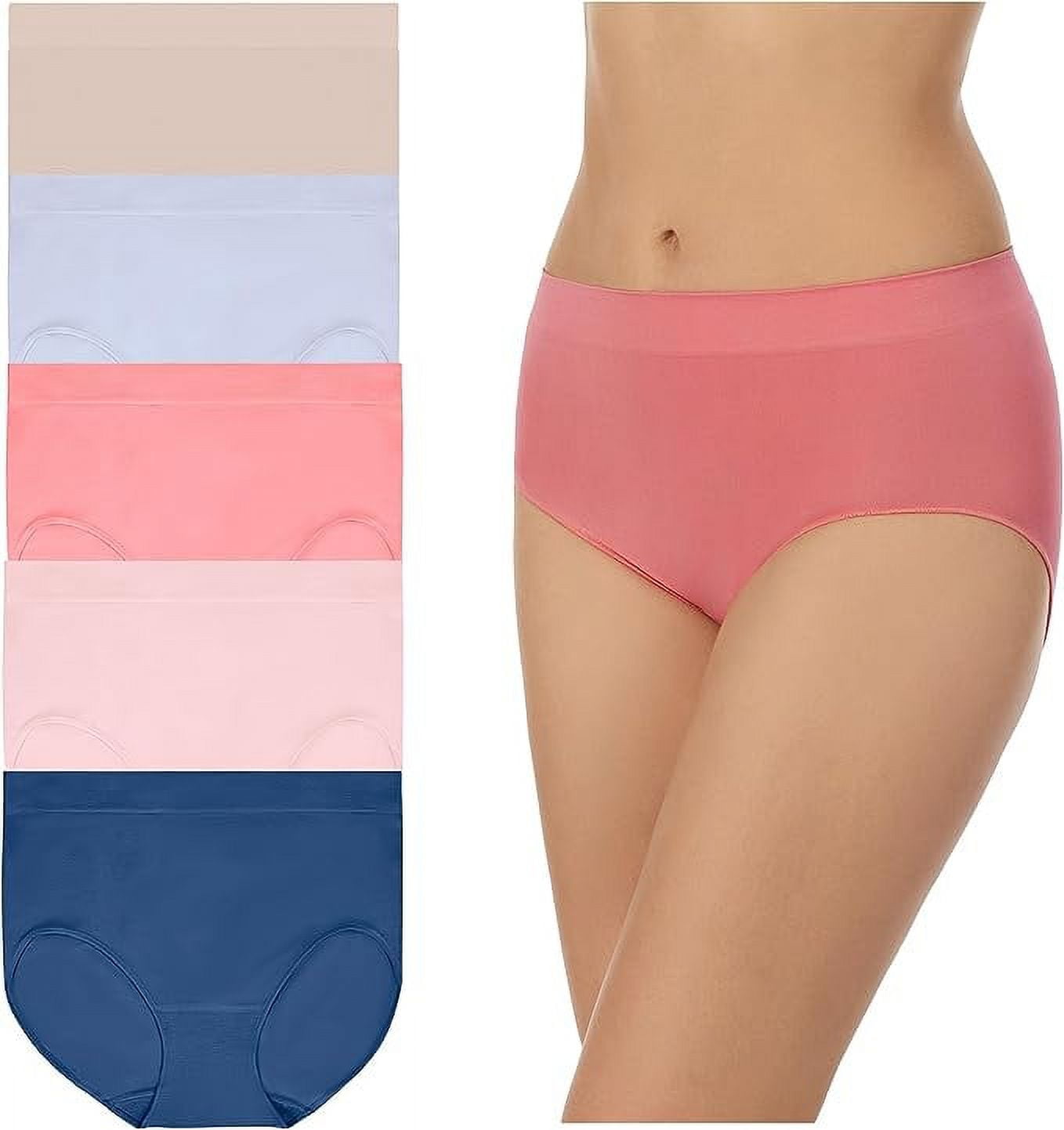 Carole Hochman Ladies' Seamless Brief, 5-pack Size: XL, Color: True  Navy/Powder Pink/Sunkissed Coral/Brunnera Blue/Bark 