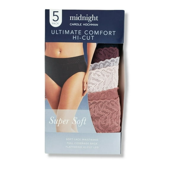 Carole Hochman Midnight Ladies' Comfort Hi-Cut, 5-pack Size: M, Color: Black
