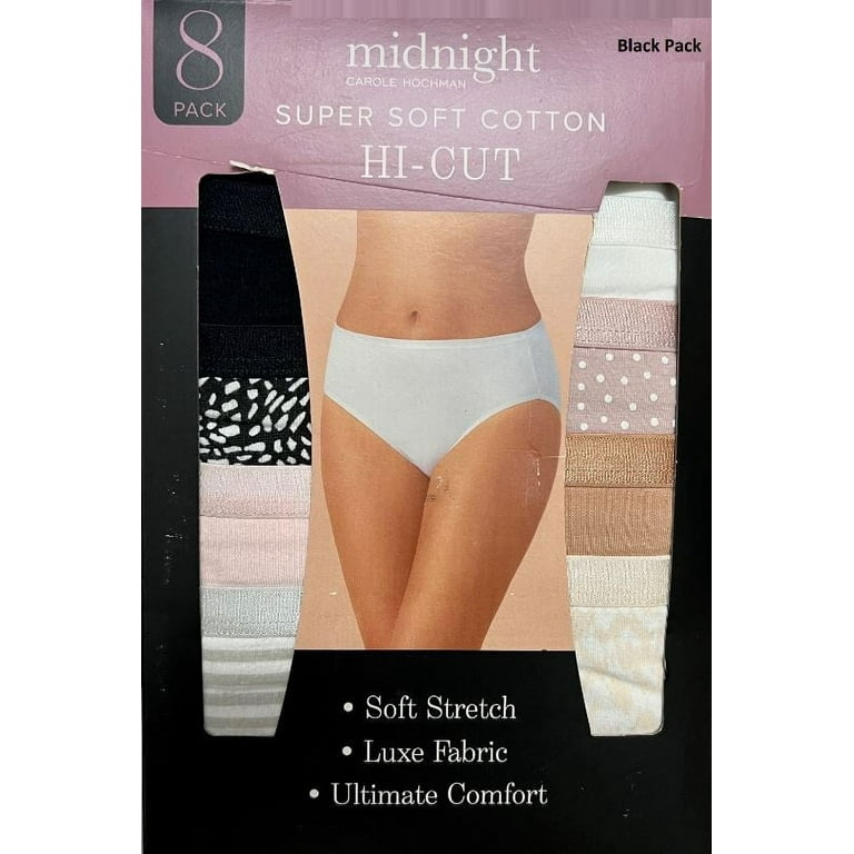 Carole Hochman Midnight Women's Super Soft Cotton Hi-Cut Panties 8 Pack,  Medium
