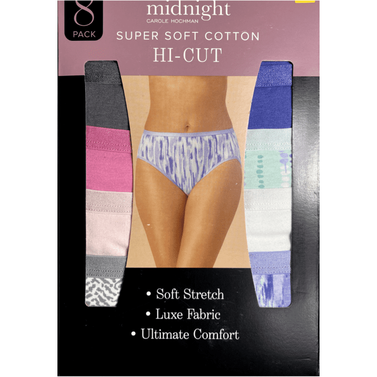 Carole Hochman Midnight Women's Super Soft Cotton Hi-Cut Panties 8-Pack,  Medium