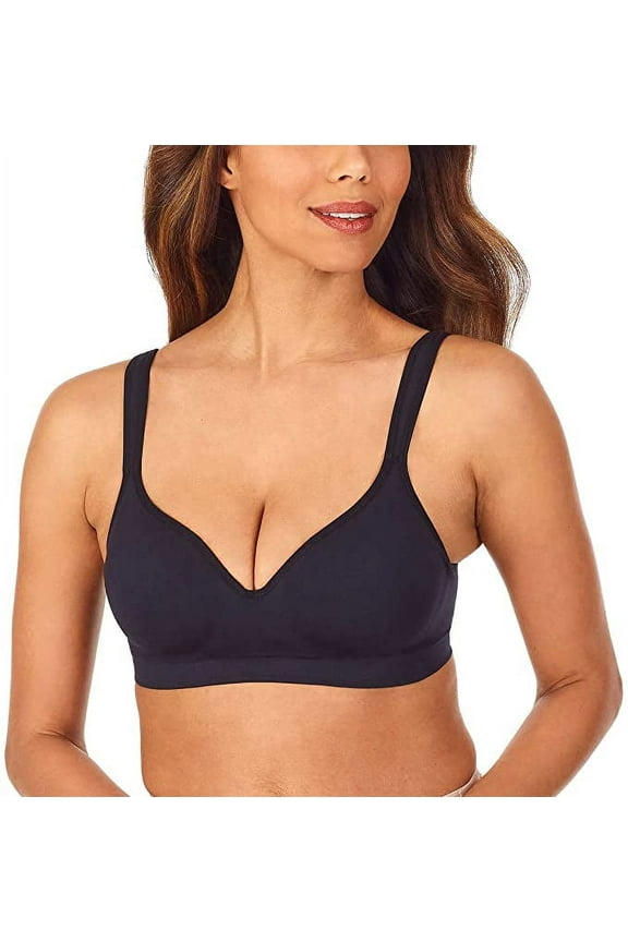 Seamless Comfort Bra Wire Free Molded Cups 2 Pack Size: S, Color: Black/Moonlight