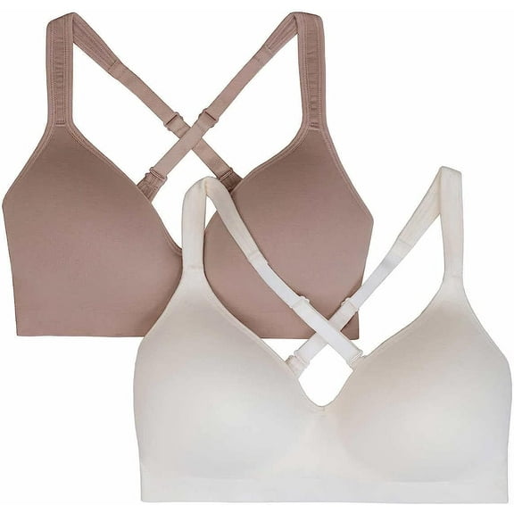 Carole Hochman Seamless Bra Wire Free Molded Cups 2Pack Bark/Cloud XS