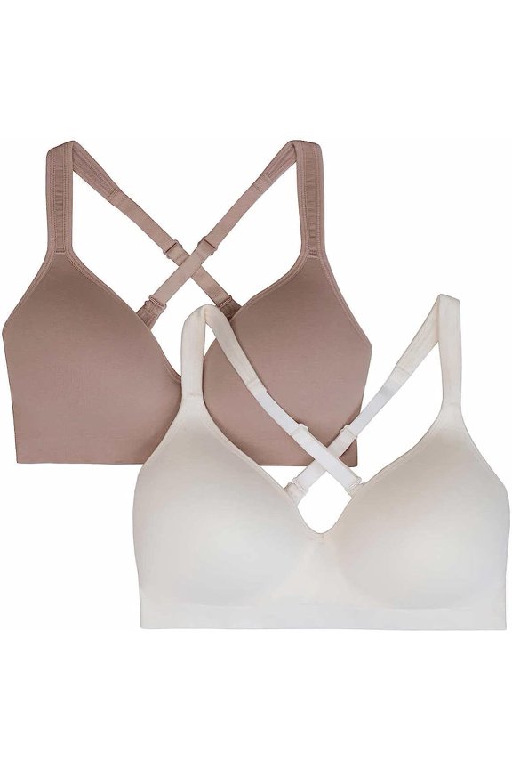 Seamless Bra Wire Free Molded Cups 2Pack Bark/Cloud XS