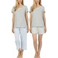 thumbnail image 1 of Carole Hochman Women's 3 Piece Pajama Set - Top, Short, and Capri Pant (x-Large, Grey), 1 of 2