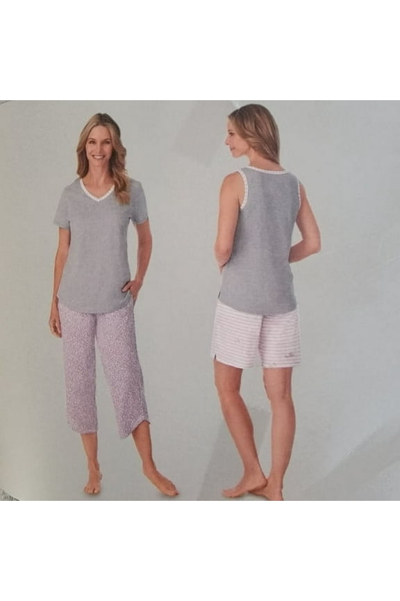 Women's 4-Piece Pajama Set (Gray, Medium)