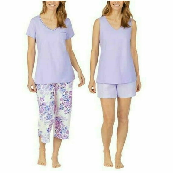 Carole Hochman Women's 4 Piece Pajama Set, Purple, Small - NEW