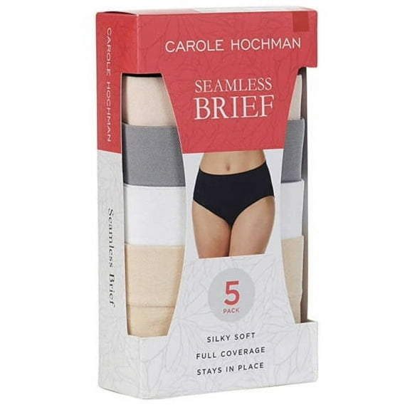 Carole Hochman Women's 5-Pack Seamless Full Coverage Briefs, Basic Multi Small