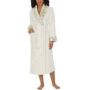 Carole Hochman Womens Pockets Long Plush Wrap Robe Ivory Light Grey Medium NWT