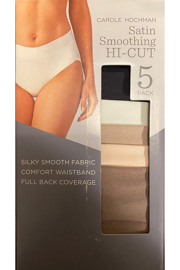 Women's Satin Smoothing Hi-Cut Panties, 5-pack (Basic Pack, L)
