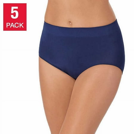 Carole Hochman Women’s Seamless Full Coverage Briefs 5-PACK, Blue/Multi Large