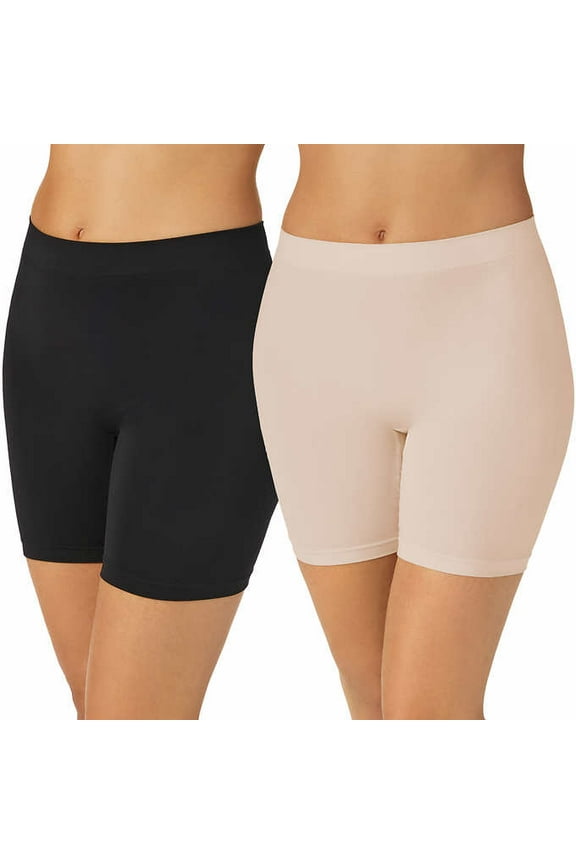 Carole Hochman Women's Slip Shorts 2-Pack, Black/Nude Medium