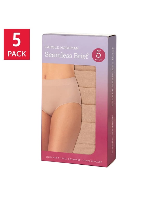 Women's Underwear Silky Soft Seamless Full Coverage Modern Brief Panties 5 Pack Multipack (Large, Tan)