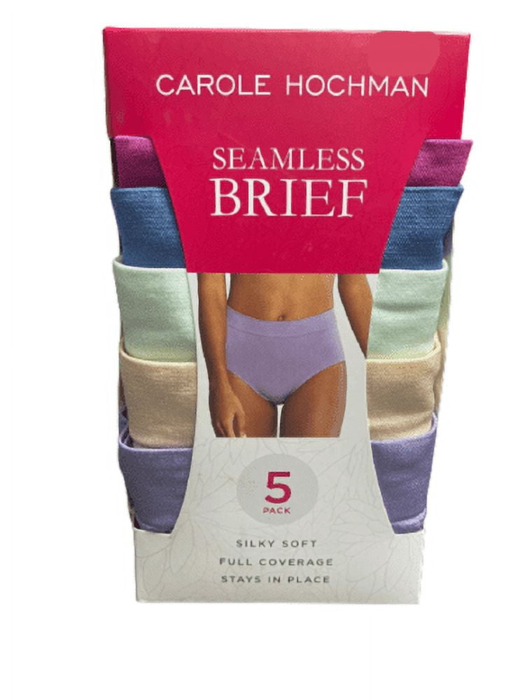 Carole Hochman Women's Underwear Silky Soft Seamless Full Coverage Modern  Brief Panties 5 Pack Multipack Regular & Plus Sizes - Small
