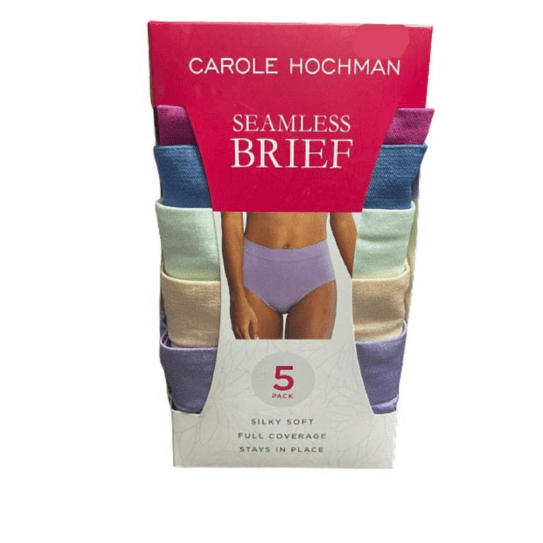 Carole Hochman Women's Underwear Silky Soft Seamless Full Coverage Modern Brief  Panties 5 Pack Multipack Regular & Plus Sizes - Small 
