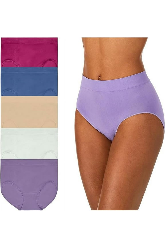 Women's Underwear Silky Soft Seamless Full Coverage Modern Brief Panties 5 Pack Multipack Regular & Plus Sizes - Small
