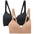 thumbnail image 1 of Carole Hochman Women's Wirefree Sealmless Comfort Bra, 2-Pack, Black/Taupe, Large, 1 of 5