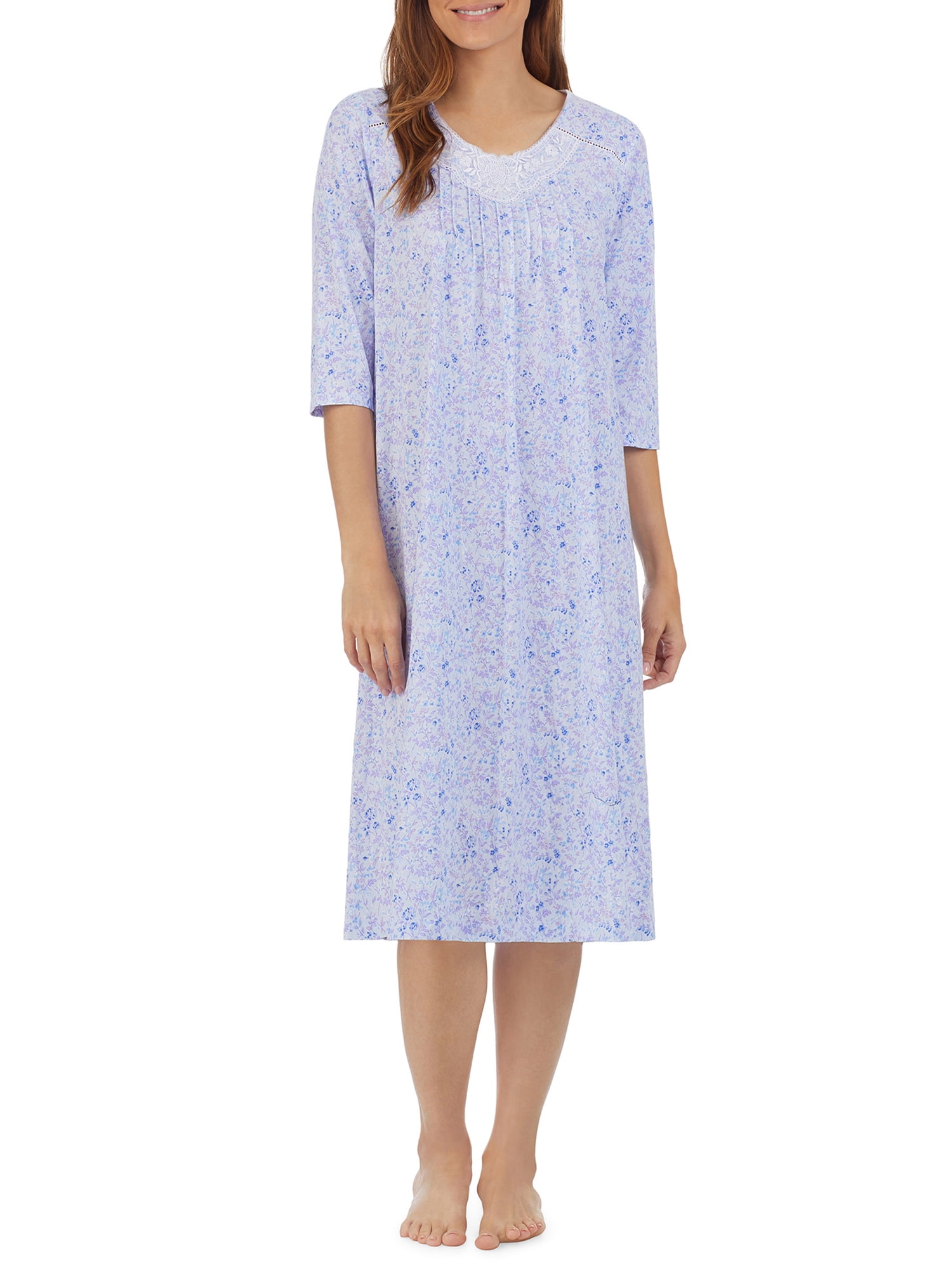 Carole Hochman Women's and Women's Plus 3/4 Sleeve Knit Waltz Nightgown 