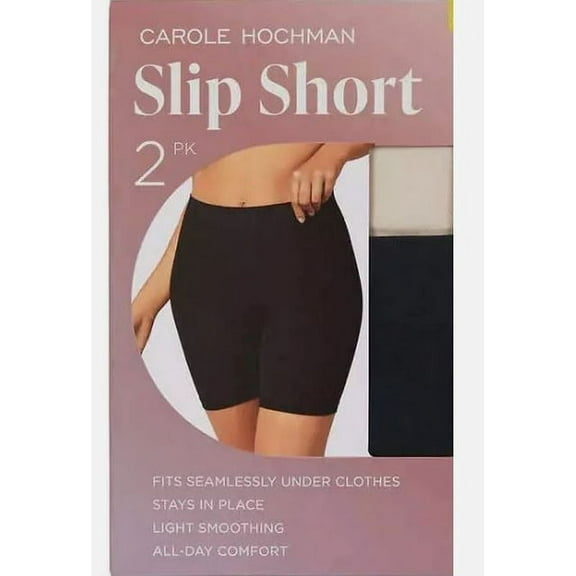 Carole Hochman Womens 2 Pack Slip Short Black/Nude Small