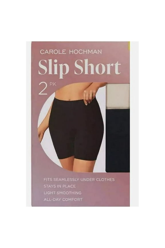 Womens 2 Pack Slip Short Black/Nude Small