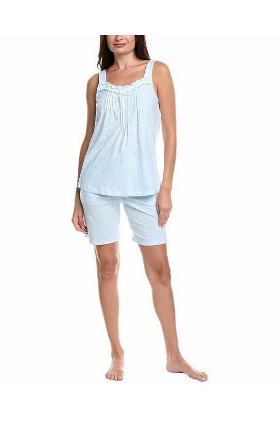 womens 2pc Top & Short Bermuda Sleep Set, xs, Blue