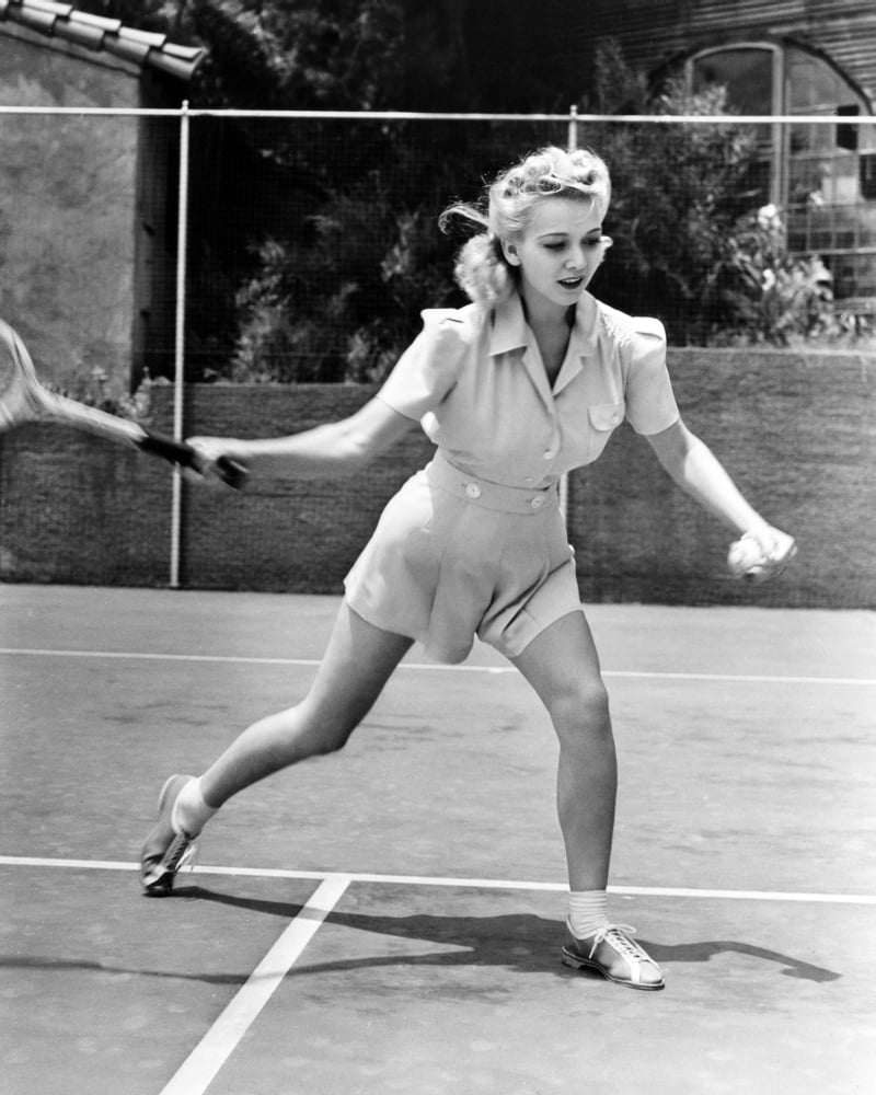 Carole Landis Playing Tennis Canvas Art - (16 x 20)