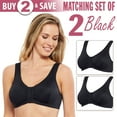 thumbnail image 1 of Carole Martin Full-Freedom Comfort Bra Wireless Front Closure Style 7218 Set of 2-Black 34, 1 of 22
