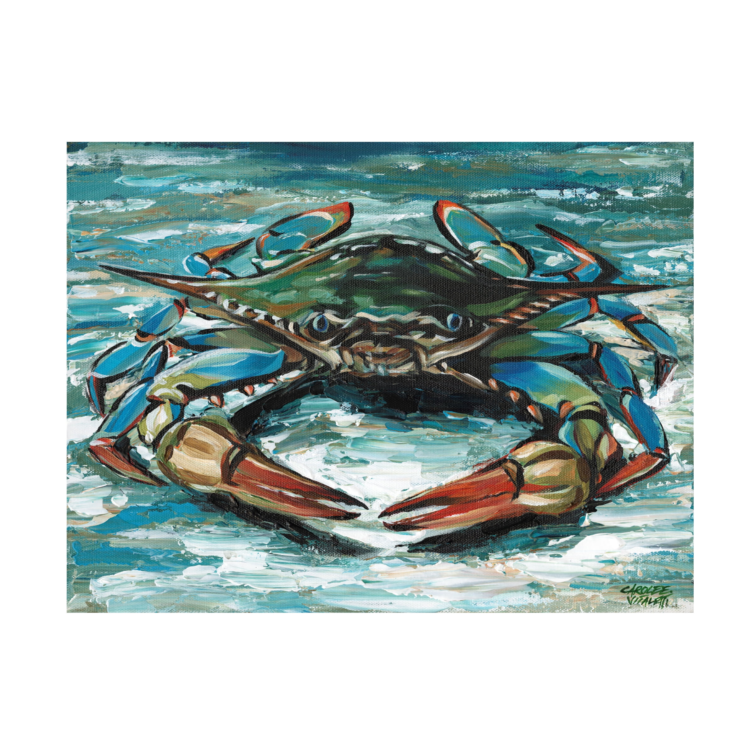Blue Palette Crab II Canvas Art in Light Blue and White