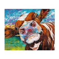 Carolee Vitaletti 'Curious Cow I' Wood Slat Art 18x22