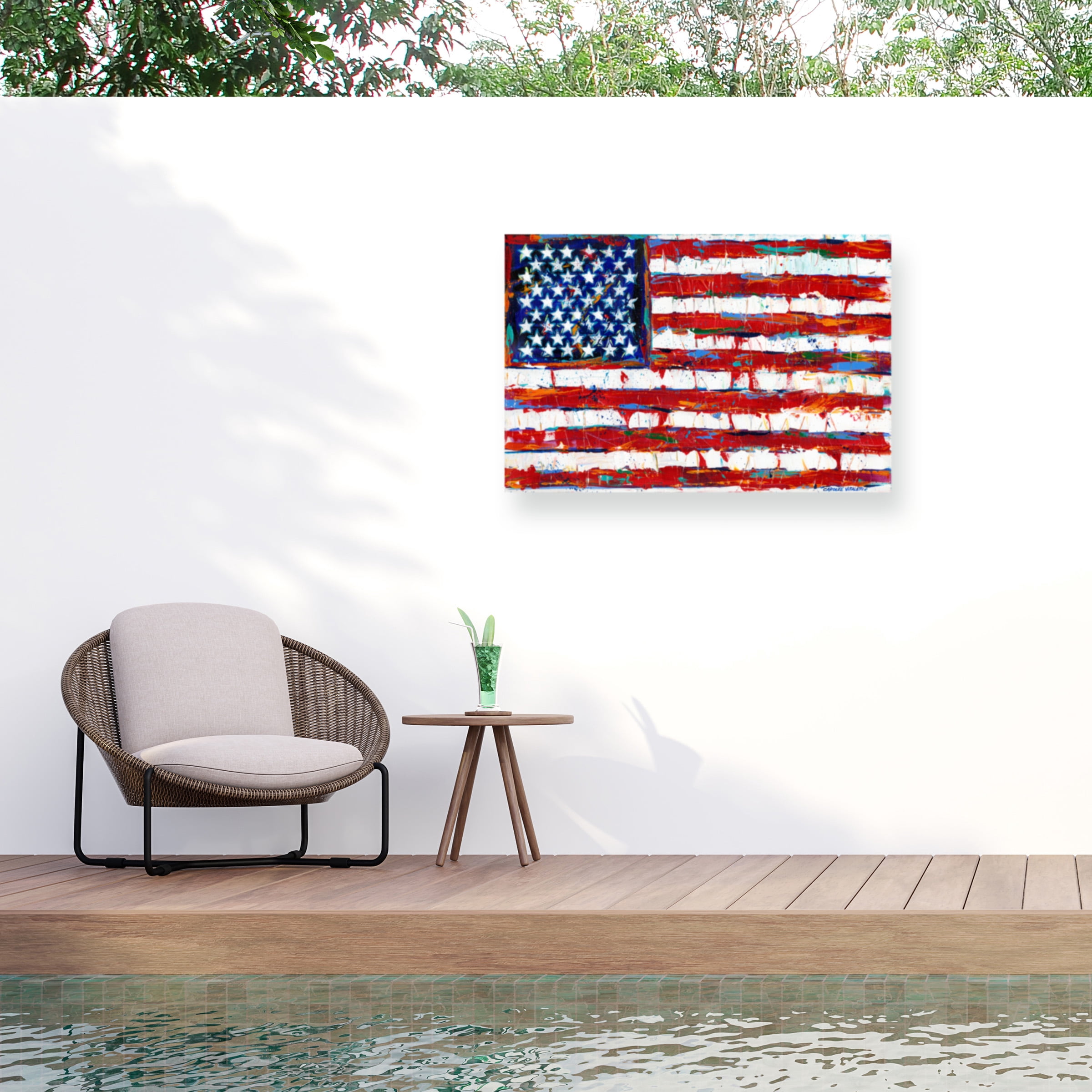 Carolee Vitaletti 'Dramatic Stars And Stripes' Outdoor Canvas 30x35