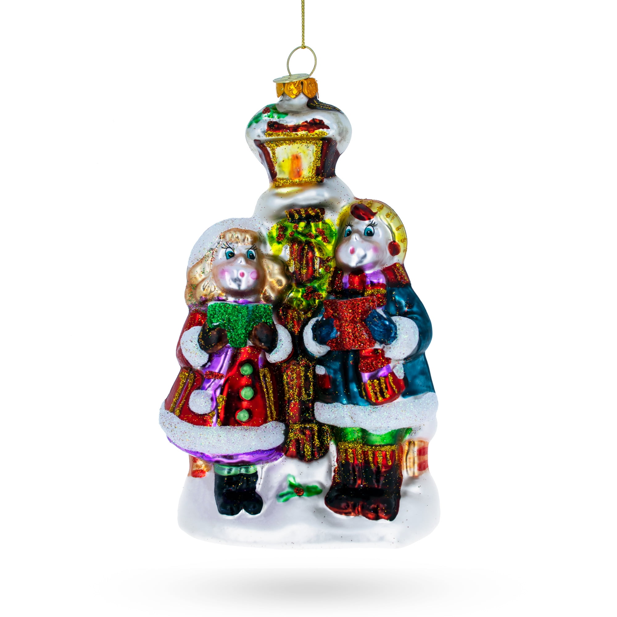 Hand-Painted Blown Glass Carolers Christmas Ornament