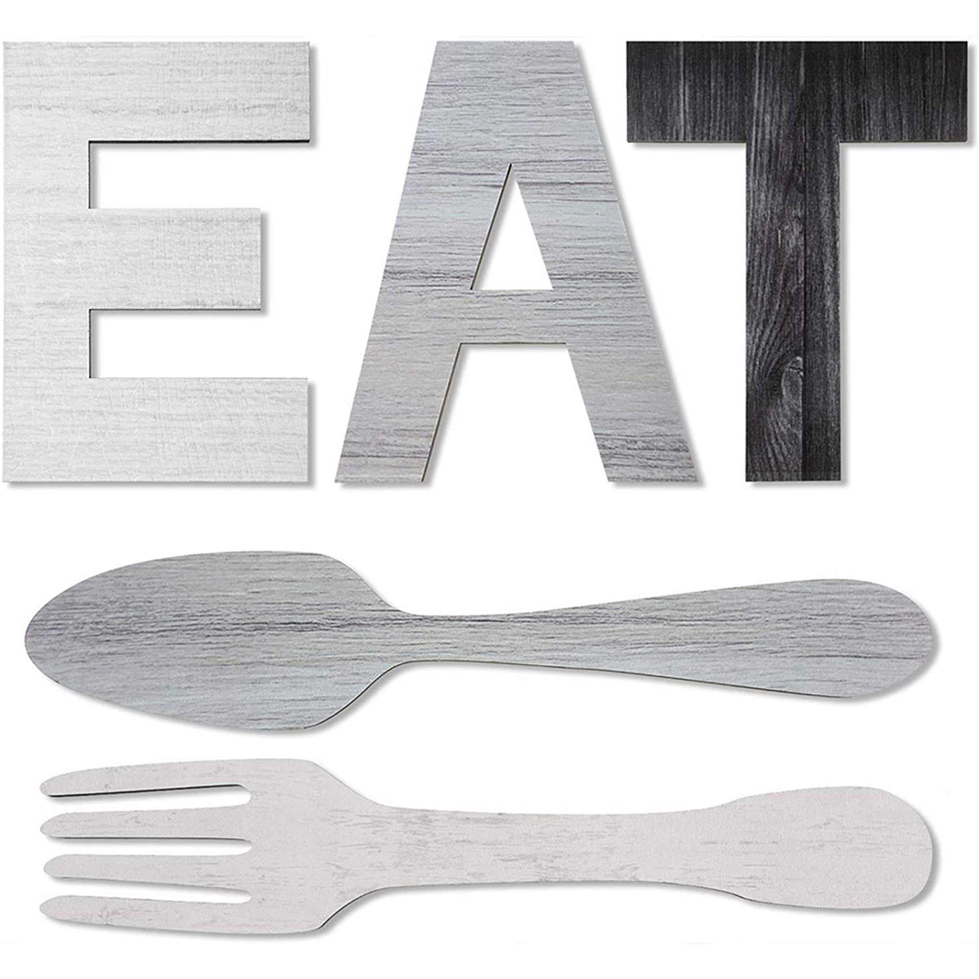 Carolilly EAT Sign for Kitchen Decor, Rustic Fork and Spoon Wall Art