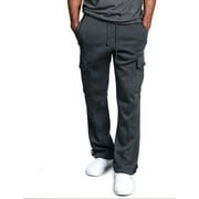 CAROLILY FINERY Carolilly Men´s Urban Straight Leg Jogger Heavy Weight Fleece Cargo Pocket Sweat Pants