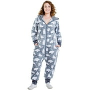 CAROLILY FINERY Carolilly Women Christmas Cute Non-Footed Hooded Pajama Onesie Fall ＆ Winter Warm and Cozy Plush Adult Sleepwear