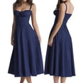 thumbnail image 1 of Carolilly Women Summer Elegant Vintage Dress Solid Color Sleeveless Pleated Cross Lace Up A-line Dress for Cocktail Nightclub, 1 of 7