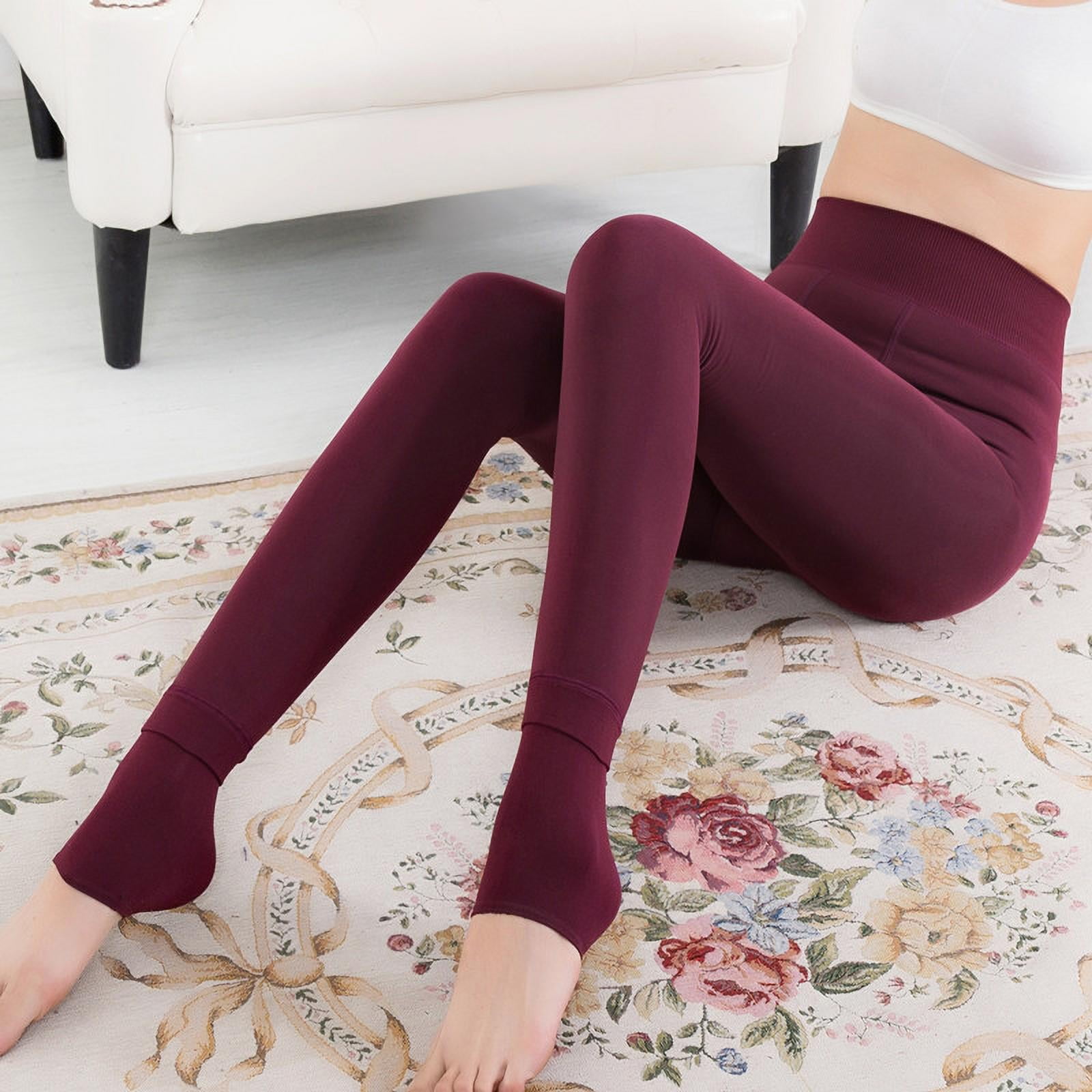 Carolilly Women´s Winter Warm Leggings Thickened Plus Velvet Stretch  Leggings High Waist Thin Legging Pants