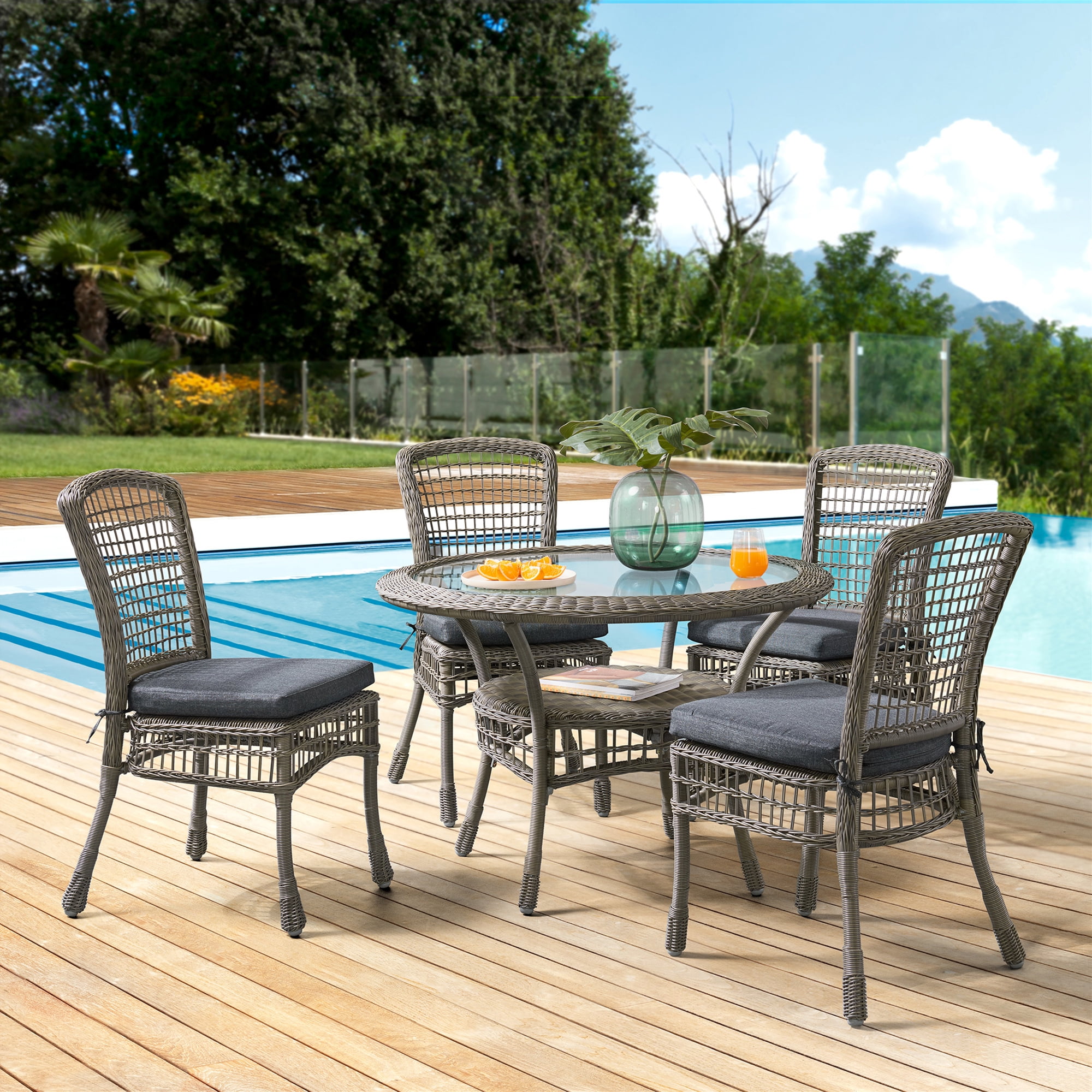 All weather wicker dining set discount