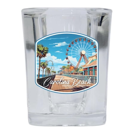 Carolina Beach NC Design A Souvenir 2 oz Square Shot Glass Clear