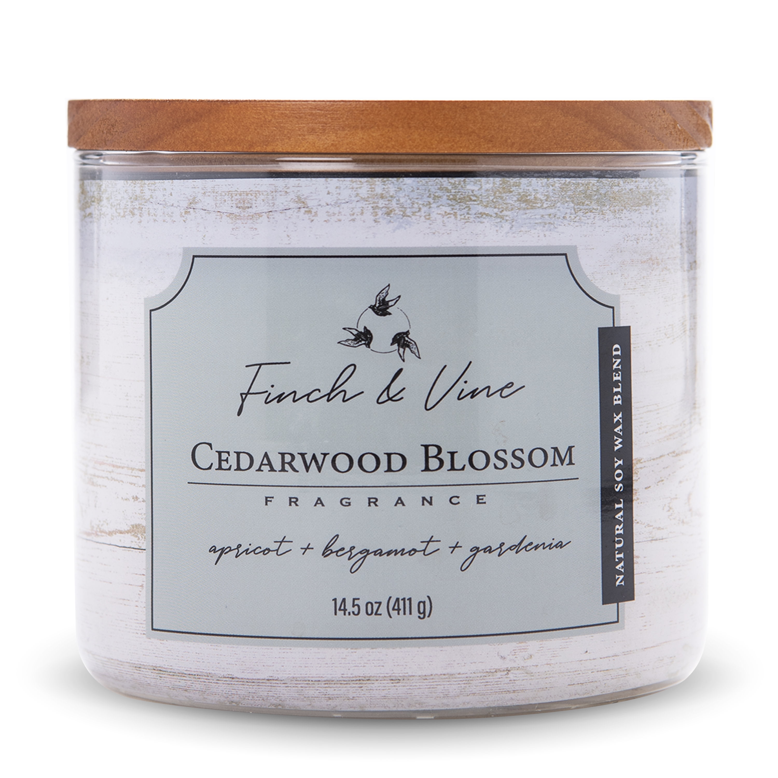 Carolina Candle Cedarwood Blossom 14.5Oz, 3 Wick Candle, White