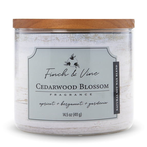 Carolina Candle Cedarwood Blossom 14.5Oz, 3 Wick Candle, White