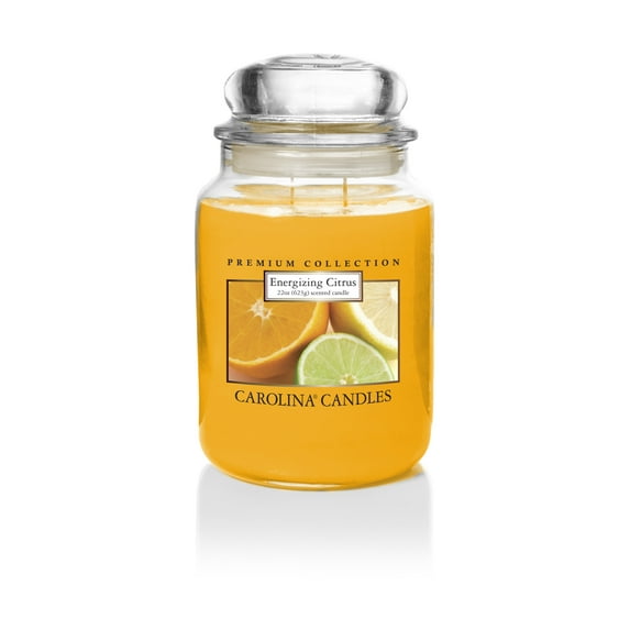 Carolina Candle Energizing Citrus 22 Oz Jar Candle, 2-Wick, Yellow