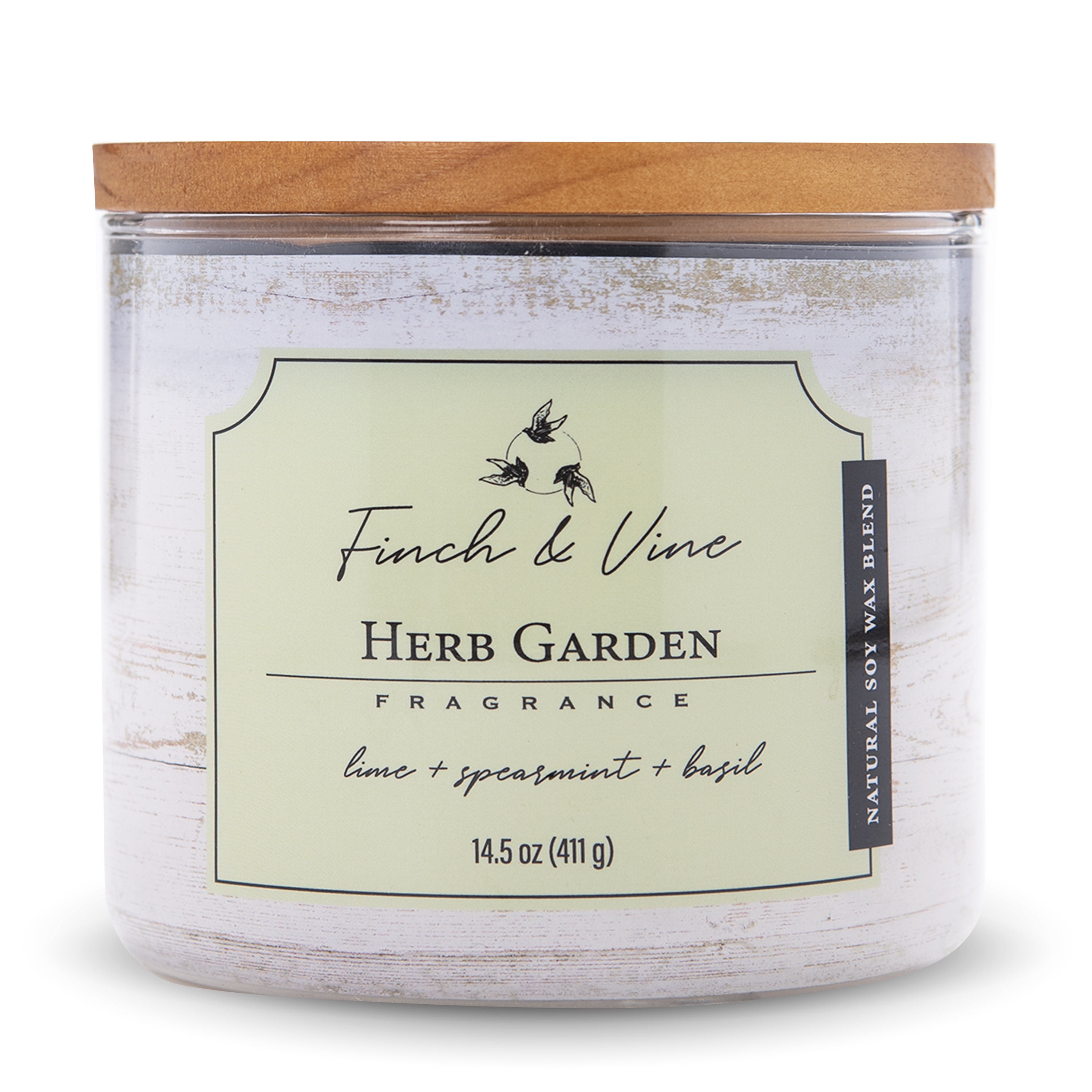 Carolina Candle Herb Garden 14.5Oz, 3 Wick Candle, White