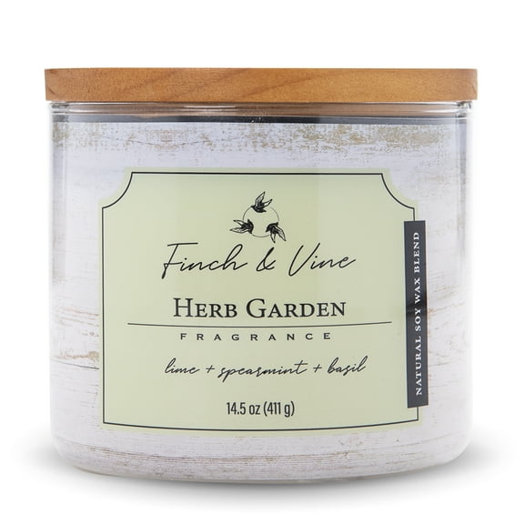 Carolina Candle Herb Garden 14.5Oz, 3 Wick Candle, White