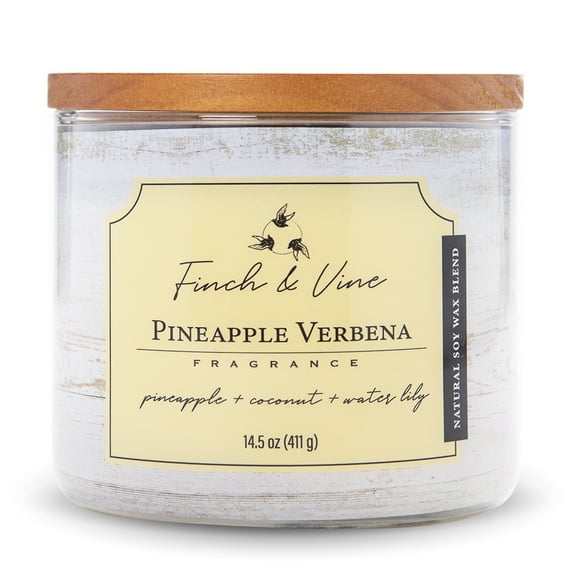 Carolina Candle Pineapple Verbena 14.5Oz, 3 Wick Candle, White